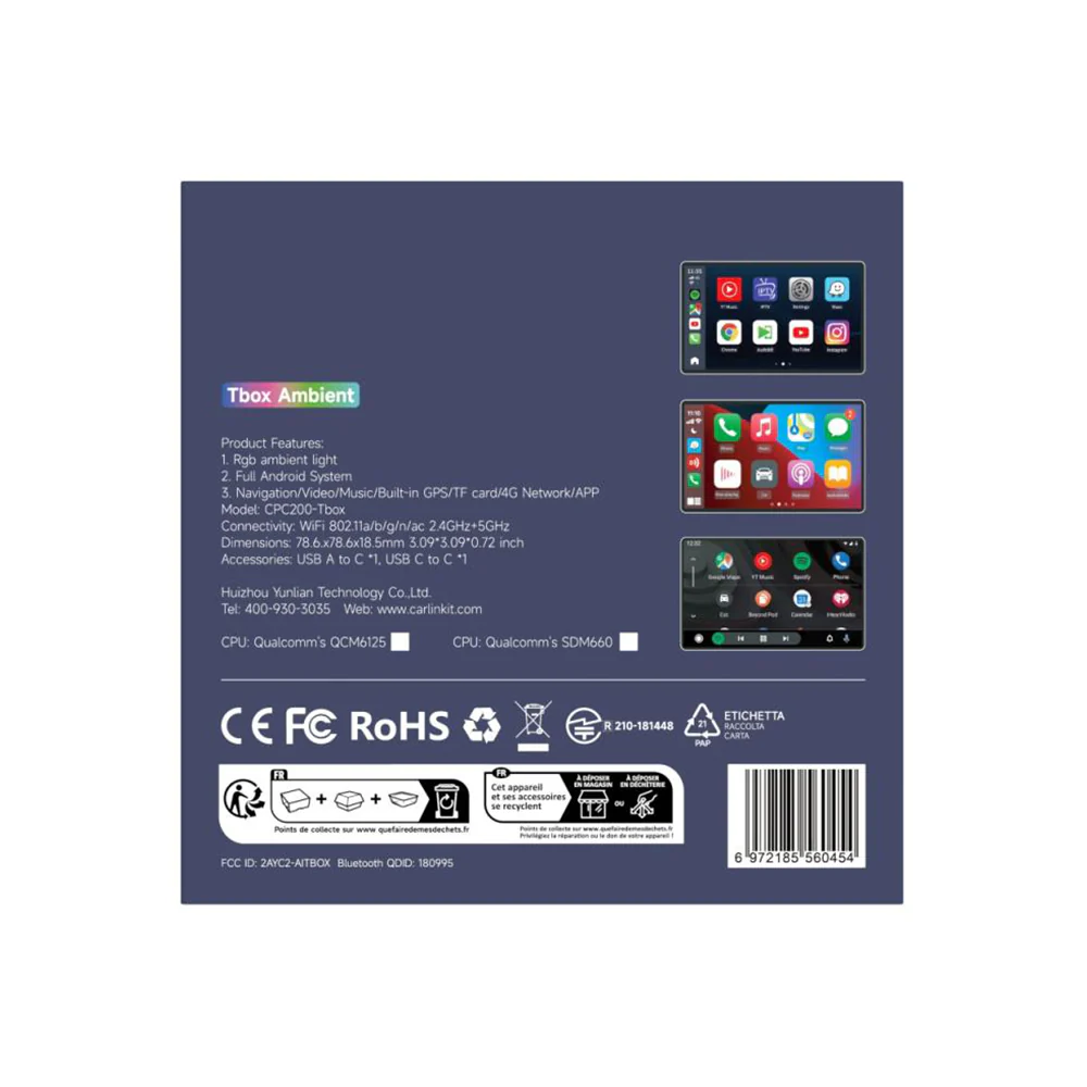 Carlinkit Tbox Max Android 13.0 Wireless CarPlay Multimedia Video Box